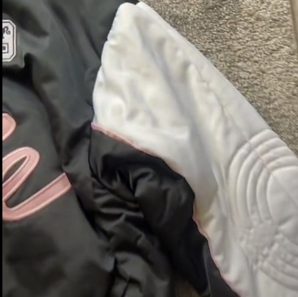 BARBIE 🩷 LOGO VARSITY ZIP UP BOMBER JACKET NWT (WOMEN'S) - Picture 4 of 4